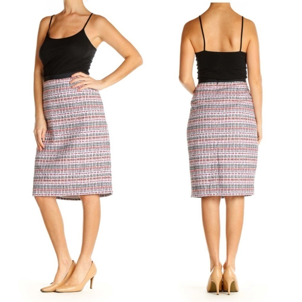 Talbots White Printed Brunch Straight Skirt